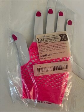 Pink Fishnet Gloves Hot Pink  - Women Accessories